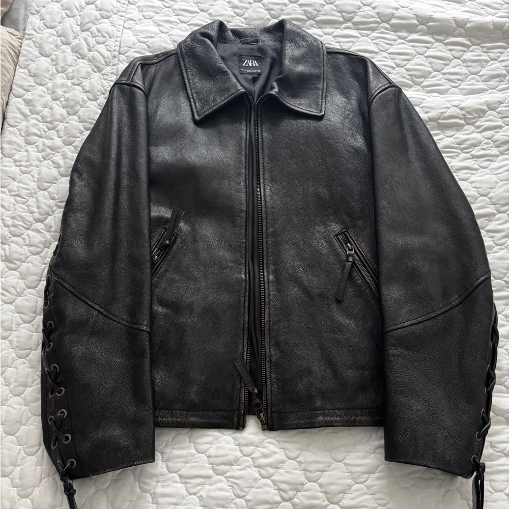 Genuine Leather Heavyweight Biker Jacket (Men’s S-M)